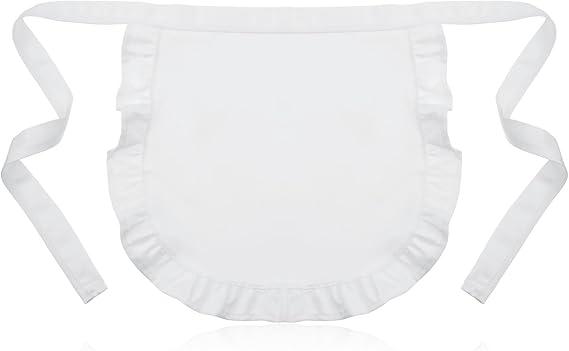 guduling Maid Apron, White Aprons With Ruffles and Ties, White Waist Apron, Small Aprons for Women Kitchen Cooking Restaurant Coffee Shop and Cosplay