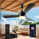 PBLALA Ceiling Fans with Lights,28" LED Fan Light Hanging with Hook, Plug-in Ceiling Fan Light, Hook Type Ceiling Fan,35W,3000-6500k, Remote Control, Portable Fan for Camping Bed, Patios, (Black)