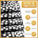 Breling 8 Pack Black and Silver Disposable Plastic Tablecloths and Satin Table Runner Set, 54 x 108 Inch Tablecloth, 12 x 108 Inch Table Runners for Wedding Graduation Birthday Baby Shower New Year