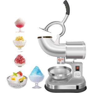 Electric Ice Crusher,Stainless Steel Dual Blades Ice Crusher Shaver,300W Snow Cone Maker Machine with Ice Plate,440lbs/hr for Home and Commercial Use