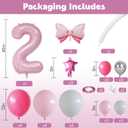 40 Inch Pink Number 2 Balloon for 2nd Birthday Decoration Pastel Baby Pink Number Two Foil Balloon Tower Giant Large Digit Hot Pink White Helium Balloons Stack for Girls Second Anniversary Party