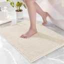 Exclusivo Mezcla Bathroom Rugs Mat 17x24, Extra Soft Absorbent Chenille Bath Rugs Mat, Quick Dry, Machine Washable Bath Mats for Bathroom Floor, Shower, Home Decor, Ivory