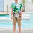 RAISEVERN Boys Girls 3D Graphic Printed T-Shirts Short Sleeve Summer tees for 4-14 Years (1a-hawaiian Style 03)
