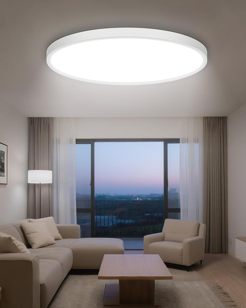 hepside 23INCH Big Dimmable Flush Mount Ceiling Light Fixture White, 3CCT Selectable 3000/4000/6500K Ceiling Lamp, 50W 5000LM Super Bright Low Profile Light for Bedroom, Kitchen, Bathroom, Hallway