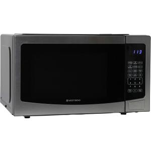 West Bend WBMW110S Microwave Oven 1000-Watts Compact with 6 Pre Cooking Settings, Time and Weight Defrost, Electronic Control Panel and Glass Turntable, Metallic