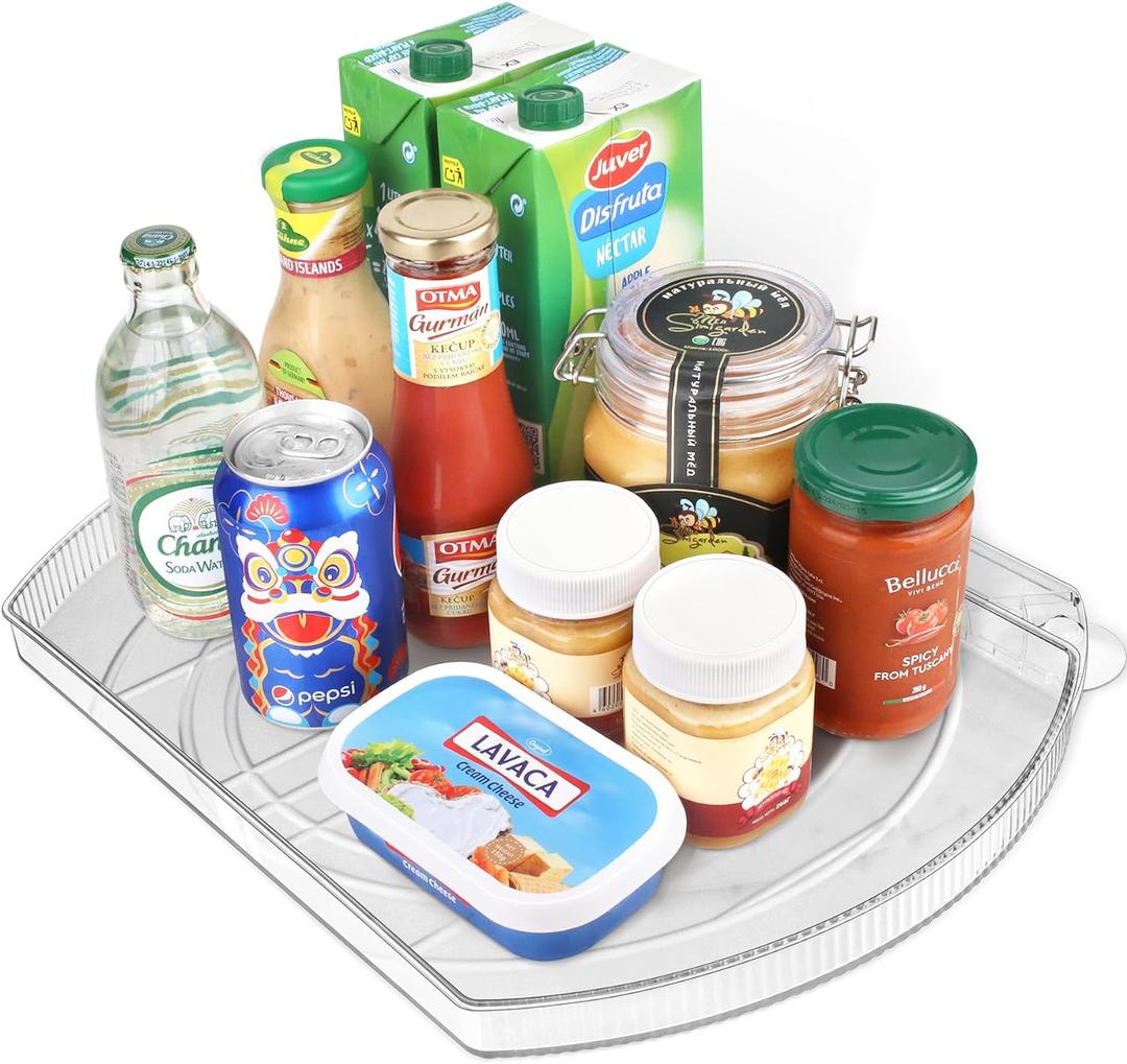 FIRJOY Lazy Susan Turntable for Refrigerator, Square Turntable Organizer for Fridge Cabinet, Pantry, Countertop | 16.5" x 11.1" (Rectangle 1 Pack - Clear)