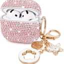 VISOOM Cute Jewelry Case for Airpods 4 Cases 2024 Cover Women, Sparkly Air pods 4 Gen Cases Hard TPU Airpod Case 4th Generation Glitter iPods 4 Cases with Bling Keychain for iPods Earbuds Airpods 4th
