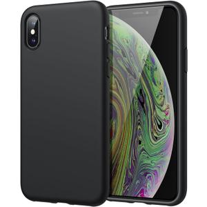 JETech Silicone Case for iPhone Xs Max 6.5-Inch, Silky-Soft Touch Full-Body Protective Case, Shockproof Cover with Microfiber Lining (Black)