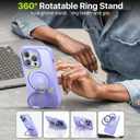 QTlier case for iPhone 14promax, 360 Rotatable Ring Stand, Raised Camera Frame, Shockproof with MagSafe Lilac