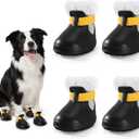 Dog Shoes for Small Medium Large Dogs,Winter Dog Snow Boots & Paw Protectors Waterproof for Cold Weather & Hard Floors,Adjustable Anti-Slip Dog Booties with Removable Wool Liner (Black, 5)