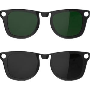 HIBLOKS 2Pcs Polarized Clip for Ray-Ban Meta Wayfarer RW4006 & Gen 2 RW4012 Regular (50-22), Shiny Black Frame Discoloration Clip for RayBan Meta Gen 2, (Black+Green)