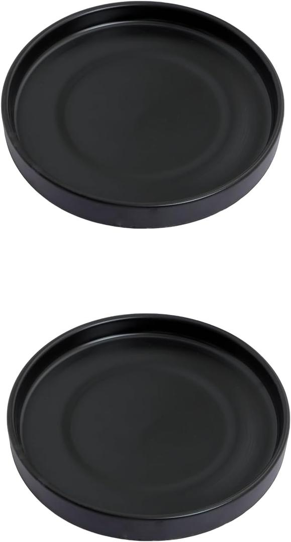 12 inch Matte Blcak Ceramic Plant Saucer Set of 2 with Plant Saucer mat
