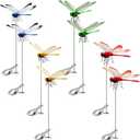 2 x 8 Pack Dragonfly Clip, Realistic Fake Dragonflies Clip, 3D Dragonfly Garden Stakes, Garden Outdoor Decorative Fly-Proof Devices, Dragonfly-Shaped Potted Plant Decoration