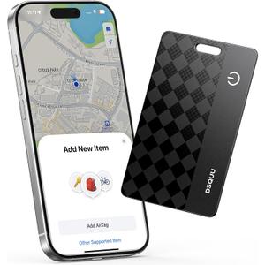 Wallet Tracker Card Air-Tag (iOS Only) Works with Apple Find My, Bluetooth Tracker Smart Card Wallet Finder 0.07in Slim Rechargeable IP68 Waterproof Item Locator for Wallets, Keys, Luggage & Passports (1 Pack)