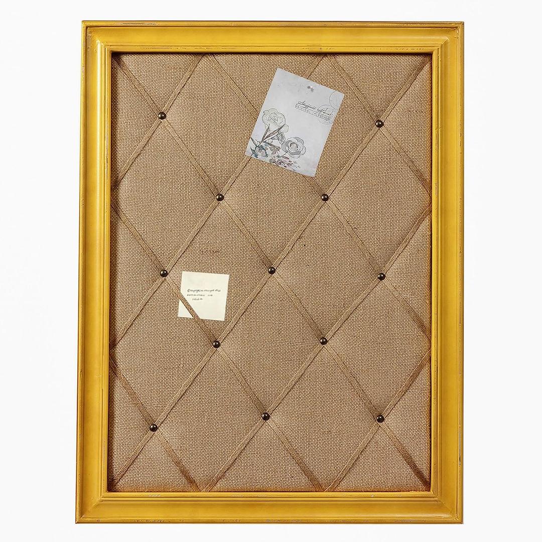 Vision Board Linen Bulletin Board Wood Frame, 21"27" Pin Boards Large Cork Boards for Walls, Rustic Message Board Decorative Memo Boards, Wall Mounted Display Picture Board for Home Office Decor