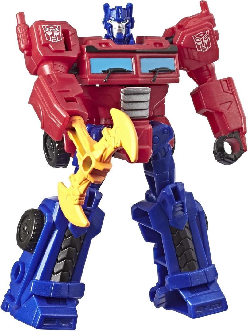 Transformers Toys Cyberverse Action Attackers Scout Class Optimus Prime Action Figure - Repeatable Energon Axe Attack Move - for Kids Ages 6 & Up, 3.75"