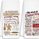 Christmas Gingerbread Baking Kitchen Towels, Christmas Dish Tea Towels for Baking, Gingerbread Xmas Winter Holiday Decorative Hand Towels for Kitchen Decor, Baker Gifts, 16x24 Inch Set of 2