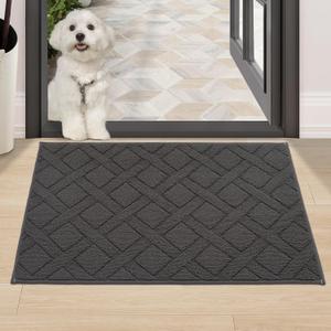 COSY HOMEER Door Mat Indoor Entrance, Non-Slip Absorbent Doormat for Front Door, Low-Profile Entryway Mat for Dirty Paws, Washable Dirt Trapper Mats (24"x36", Dark Grey)