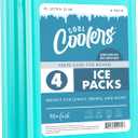 Cool Coolers by Fit & Fresh 4 Pack XL Slim Ice Packs, Quick Freeze Space Saving Reusable Ice Packs for Lunch Boxes or Coolers, Green