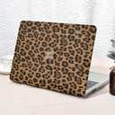 Seorsok Compatible with New MacBook Air 13.6 inch Case 2022 Release A2681 M2&A3113 M3, Elegant Leopard Grain Leather Plastic Hard Shell Case with Keyboard Cover, Brown