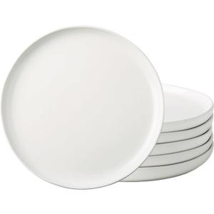 AmorArc Ceramic Dinner Plates Set of 6, Wavy Rim 10.5 Inch Stoneware Dish Set, Large Dinnerware Plates for Kitchen-Microwave&Dishwasher Safe, Scratch Resistant-Reactive Glaze Matte White