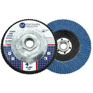 Benchmark Abrasives 4.5" x 5/8"-11 Premium High Density Jumbo Zirconia Type 27 Flap Discs 4 1/2 for Angle Grinder, Sanding Discs, Finishing - Grinding Wheels 4 1/2 Inch - (10 Pack) 40 Grit