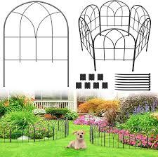Youpehom Small 12.55"*16.53" Decorative Garden Fencing Border, No Dig Fences Barrier, Black Metal Fence, Garden Edging Fence Panel, Dog Fence Outdoor for Yard, Flower Bed (6 pcs)