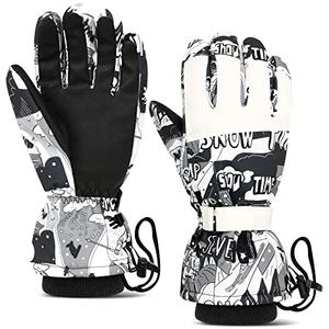 Lorpect Ski Gloves, Snow Gloves, Touchscreen Snowboard Glove, Winter Warm Glove for Cold Weather Size S White