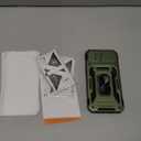 DEERLAMN Case for iPhone 13/iPhone 14 6.1-Inch with Slide Camera Cover+Screen Protector(2 Packs),Rotated Ring Kickstand Military Grade Shockproof Protective Cover-Olive Green