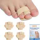 Hammer Toe Correctors for Women & Men - 4 Pcs Adjustable Toe Splints with Aluminum Support for Broken, Curled, or Bent Toes - Pain Relief & Toe Alignment