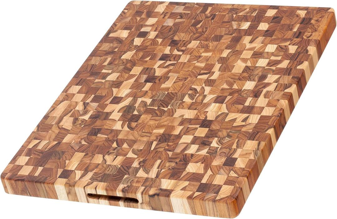 Teakhaus Butcher Block Cutting Board - Large Wooden Cutting Board - Teak End Grain Wood - Knife Friendly - FSC Certified
