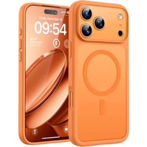 TOCOL for iPhone 17 Pro Max Case, Compatible with Magsafe Charger, Full Camera Protection, Translucent Matte for iPhone 17 Pro Max Phone Case 6.9 inch (Orange)