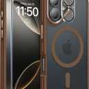 Magnetic 3 in 1 for iPhone 17 Case, [Omni-Directional Protection] with 1x Screen Protector + 1x Camera Cover, [Seamless Work with Magsafe] Translucent Protective Silm Phone Case for iPhone 17 Brown