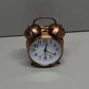 Peakeep Loud Analog Alarm Clock for Heavy Sleepers, Vintage 4-Inch Twin Bell Old School Fashioned Alarm Clock with Battery Operated for Bedrooms (Red Brown)