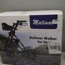 Walkers for Seniors, Rollator Walker with Seat, Walkers for Seniors with seat, 350 lb Capacity,with 8'' Big Wheels, Rolling Walker (Burgundy) (Red)