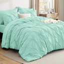 Bedsure King Size Comforter Set Mint Green - Bed in a Bag Bedding Set 7 Pieces, GentleSoft Pintuck Bed Set Gift for Family, All Season Down Alternative Comforter with Sheets, Pillowcases & Shams