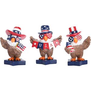 Valery Madelyn 4th of July Decorations Memorial Day Bald Eagle Decor, 3Pcs USA Eagle Statue Red White and Blue Decorations, Patriotic Independence Day USA 250th Anniversary Americana Home Decor 4"