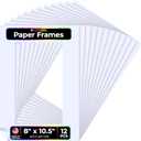 Hygloss 12 Pack Paper Picture Frames, White cardstock Photo Frame 8x10.5-Inch, Paper Frames to Decorate for Wedding Birthday DIY Classroom Crafts and Decorations