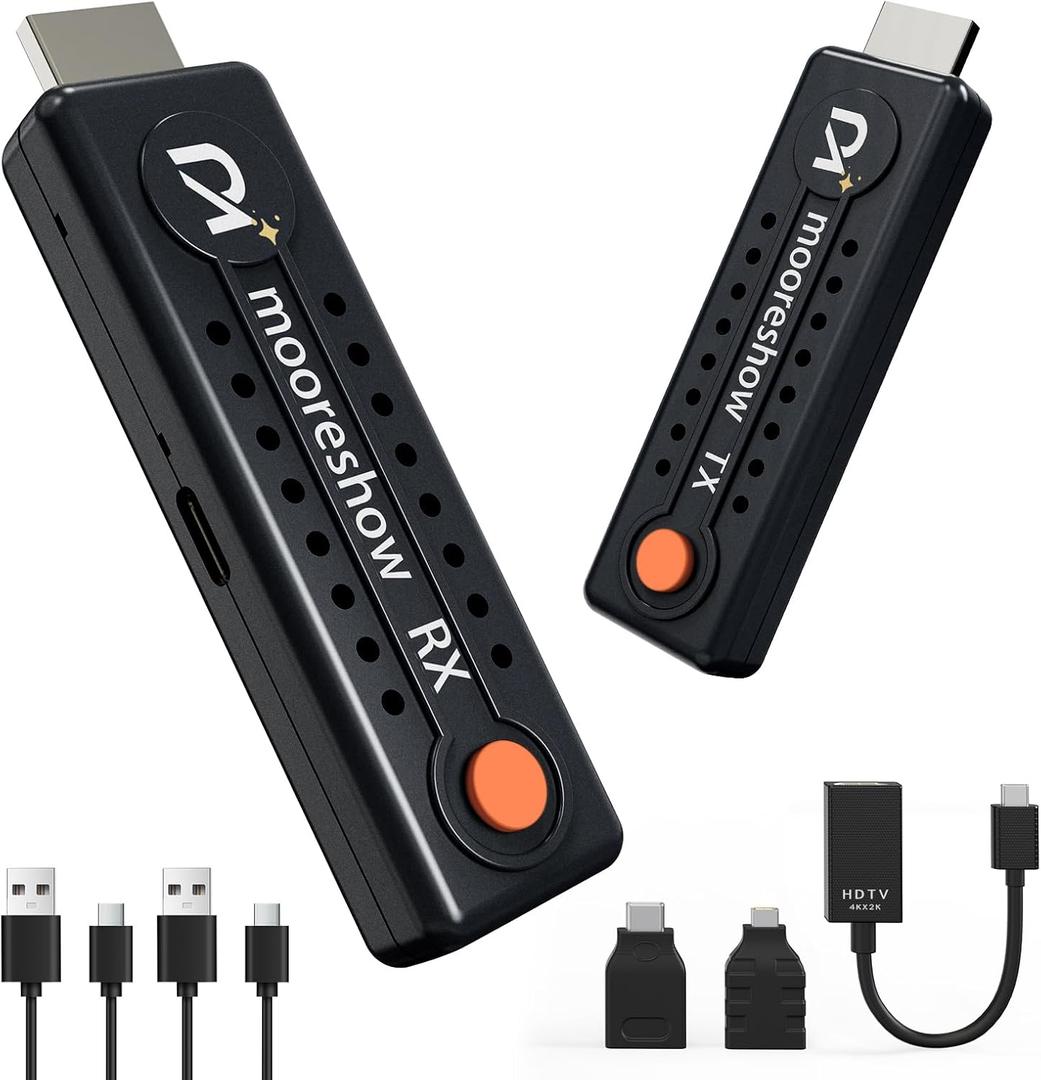 Wireless HDMI Transmitter and Receiver 328FT/100M,4K Decode 1080P@60Hz Wireless HDMI Extender,Plug and Play Portable 2.4G&5G Dual Band for Streaming Video and Audio to Monitor from Laptop/TV Box