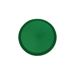 Round Woven Placemat – Elegant Green Circular Placemat With Textured Braided Design And Soft Fringed Edge, Perfect For Table Décor, Centerpieces, Or Everyday Dining, 4 Pack