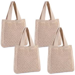 Mixweer 4 Pcs Straw Bag for Women Summer Travel Rattan Woven Raffia Beach Handbags Handle Big Capacity Tote Clutch Bags 2024