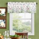 YOKOU Floral Kitchen Curtains Valances, Wildflowers Spring Watercolor Flower Plants Short Rod Pocket Valances for Windows for Bedroom, Bathroom, 1 Panel, 42" W x 12" L