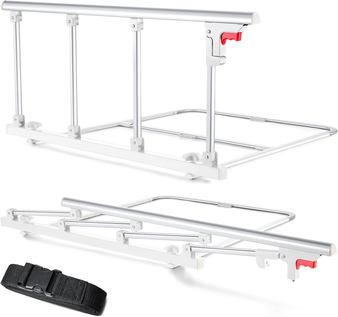 Bed Rails for Elderly Adults Safety, Folding Bedside Assist Rail Handle, Fall Prevention Safety Hand Guard Grab for Seniors & Surgery Patients, Fit King, Queen, Full, Twin (Tool-Free Assembly) (Folding Bed Rail)