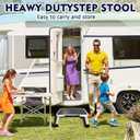 RV Step Stool Foldable Adjustable Step Ladder Sturdy Metal Stable Step Stool with a Non-Slip Platform Supports up to 500 lb with Non-Slip Rubber Feet