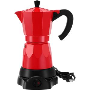 Coffee Pot 6 Cup Electric Espresso Coffee Maker Italian Moka Maker 300ml Portable Aluminum Espresso Machine Cafetera Moka Pot with Detachable Base, Gift for Home Travel(Red)