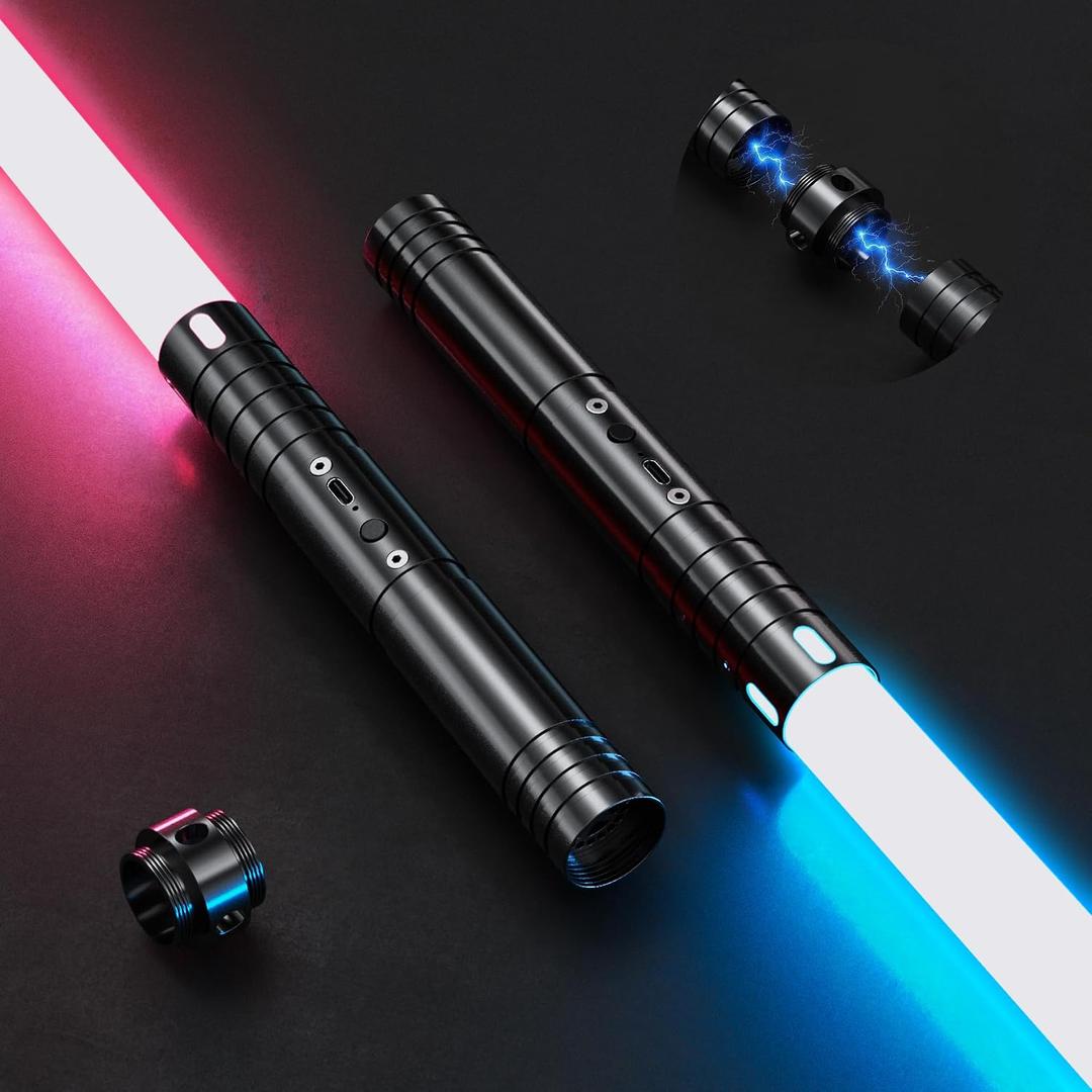 Lightsaber, Dueling Light Saber, 20 RGB Colors 4 Modes Type-C Rechargeable Sword with Alloy Hilt, Light Sabers for Kids Birthday Party Cosplay Halloween Christmas, 2PCS