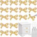 Gold Bow Drawer Knobs Brass Bow Knobs for Dresser Decorative Brass Drawer Pulls Vintage Cabinet Handles for Home Bedroom Kitchen Cabinets Hardware Cupboard(Small Size,Gold,16 Pcs)