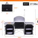 Nice C Camping Kitchen Table, Folding Grill Table, Upgrade Light Stand and Windshield Cooking Station & 3 Organizers, Carry Bag for Outdoor, Beach, BBQ, Picnic, Cooking, Indoor, Office(Silver)