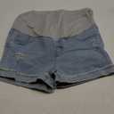 Women's Maternity Adjustable High Waist Ripped Roll Up Hem Denim Mini Shorts with Pocket, Medium