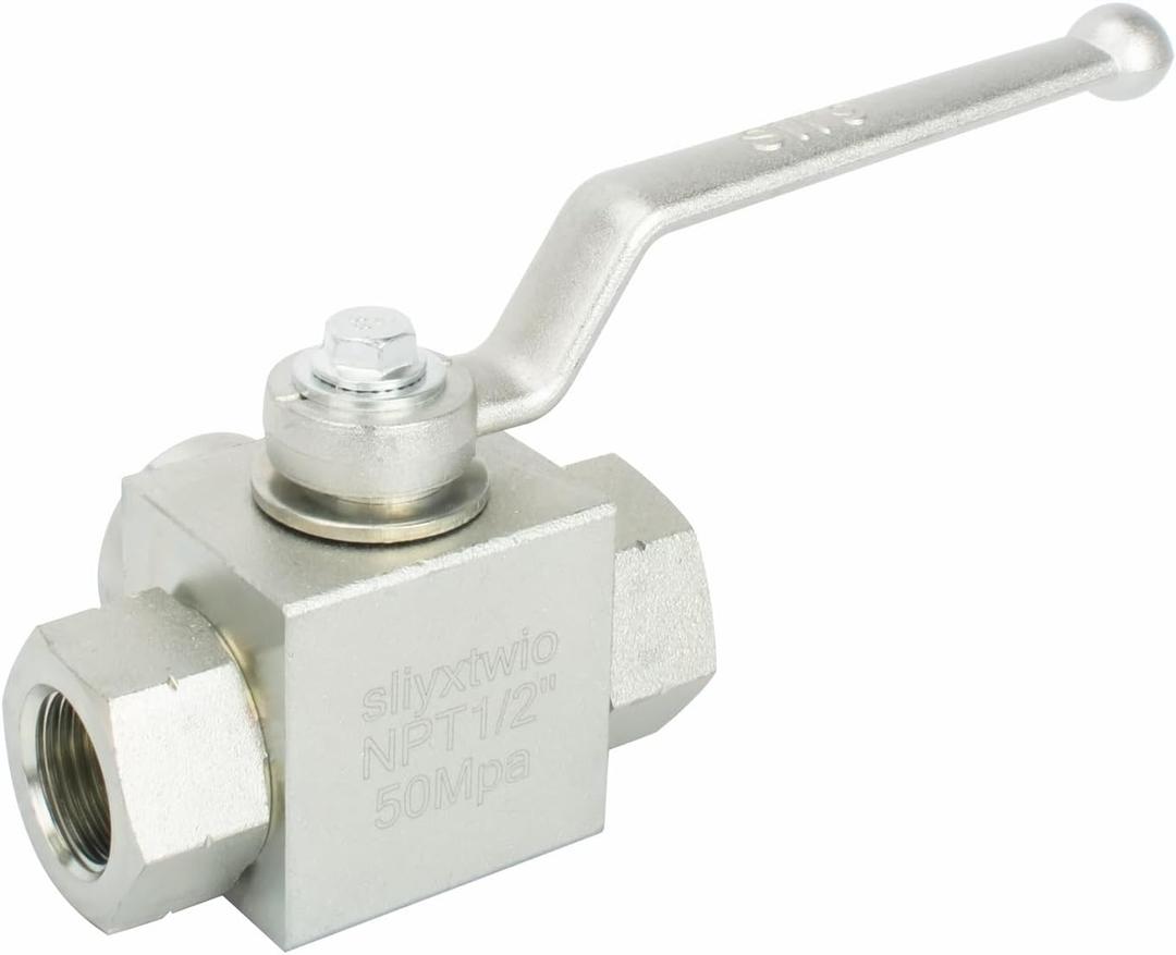 Hydraulic Ball Valve, 3 Way 7250 PSI High Pressure Ball Valve, NPT 1/2'' Heavy Duty Shut Off Valve